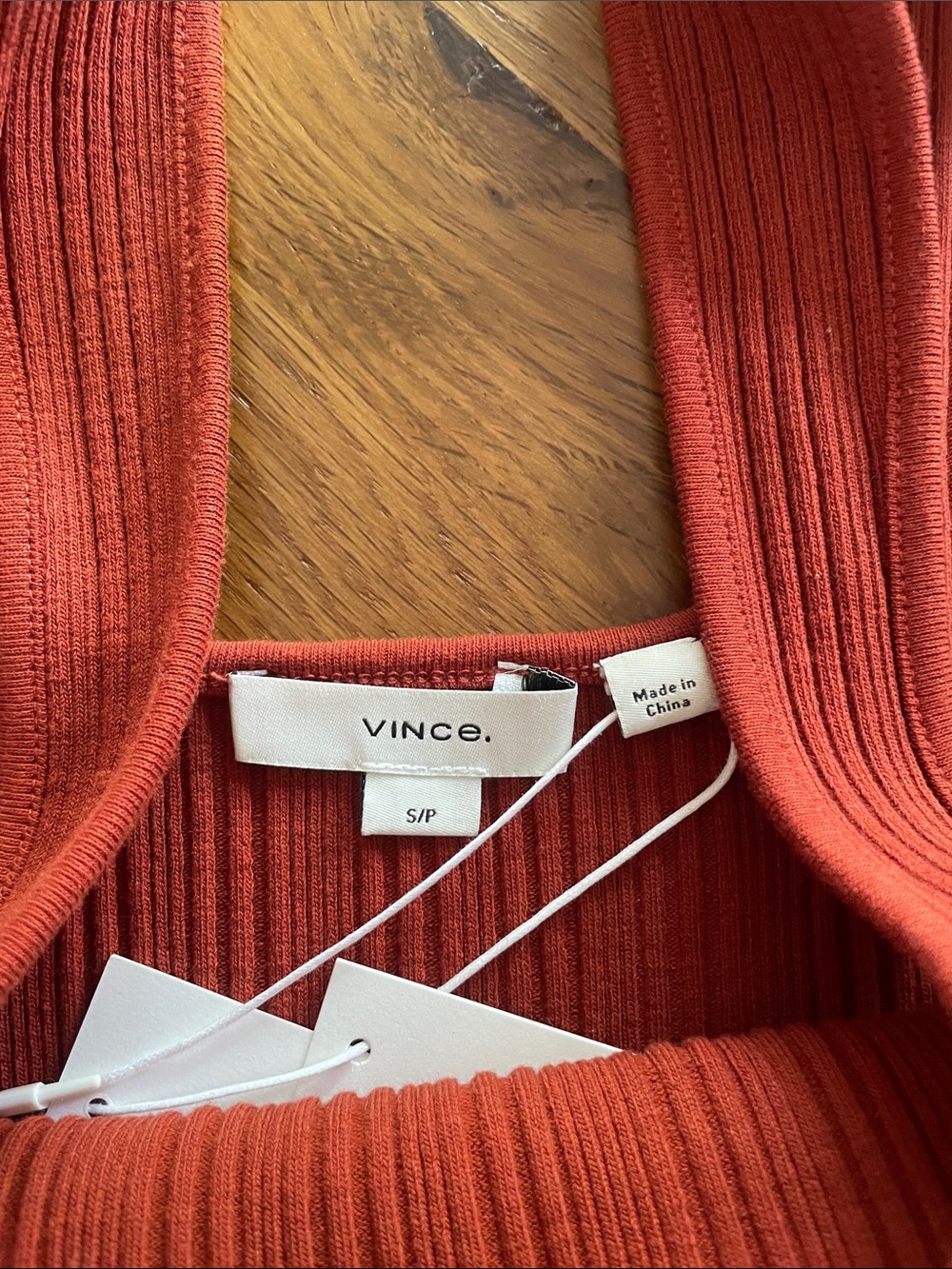Vince Rust Ribbed Square Neck Tank Top - Picture 4 of 7